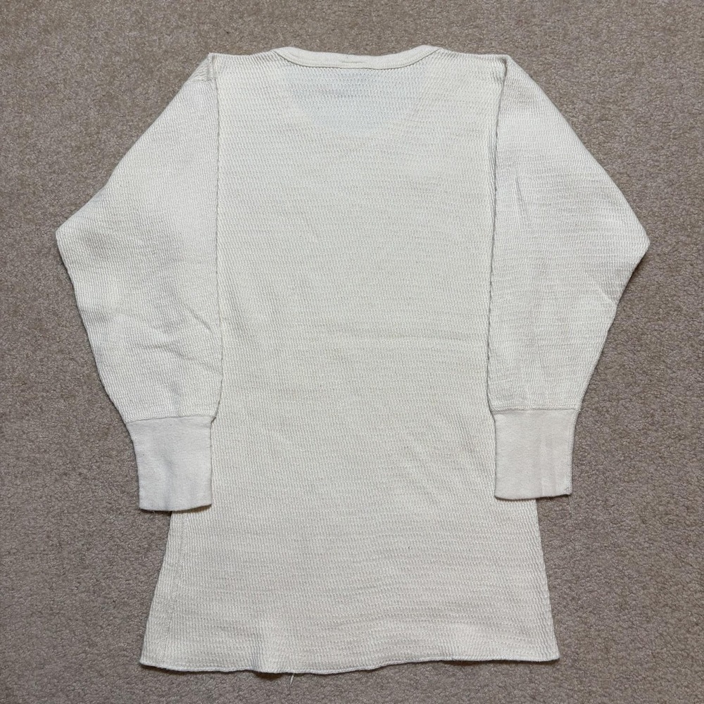 Vtg Waffle Knit Thermal Shirt Mens Large White USA 70s/80s Grunge Skate KMart - Picture 7 of 7